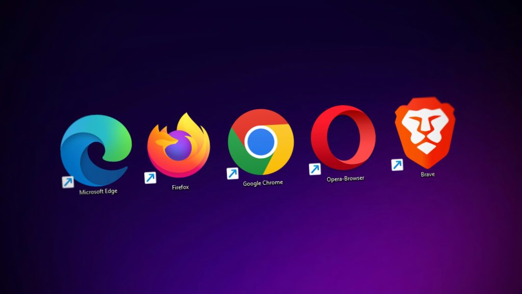 a lineup of different browsers